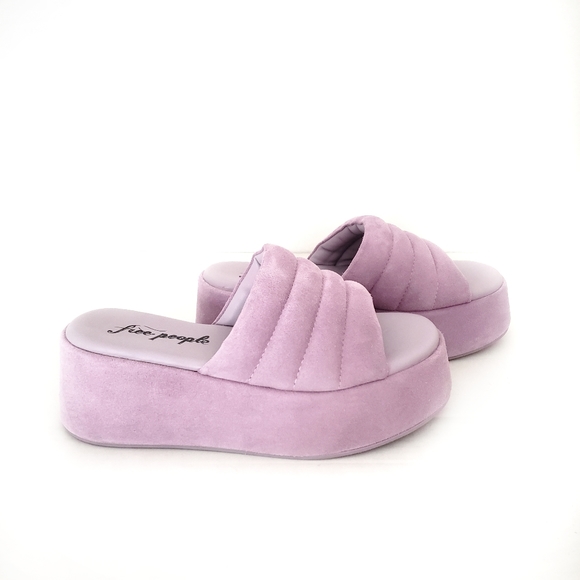 Free People Almost Paradise Suede Platform Chunky Sandals In Orchid - Picture 3 of 14